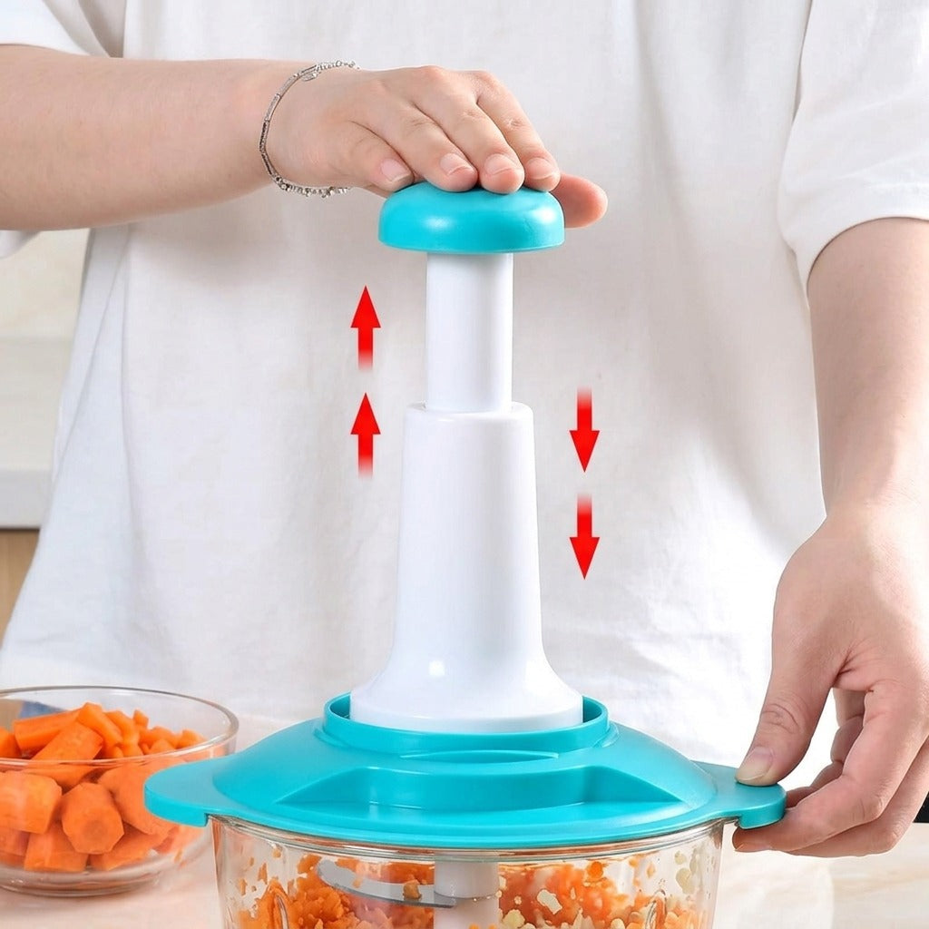 1.5L Multifunctional Manual Hand Food Chopper – No Mess No Tears